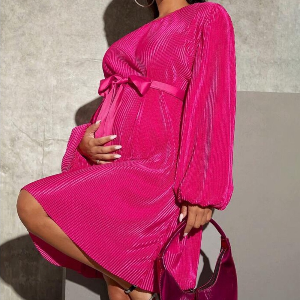 Maternity hot pink dress